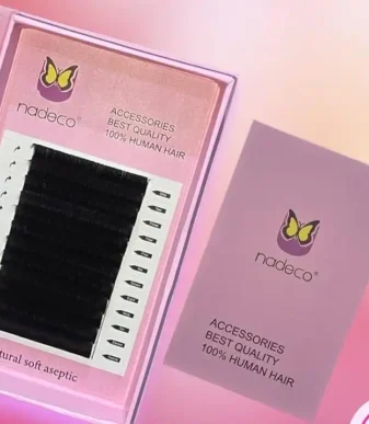 Nadeco Human Hair Eyelashes Extension 12 Row 14 mm PINK