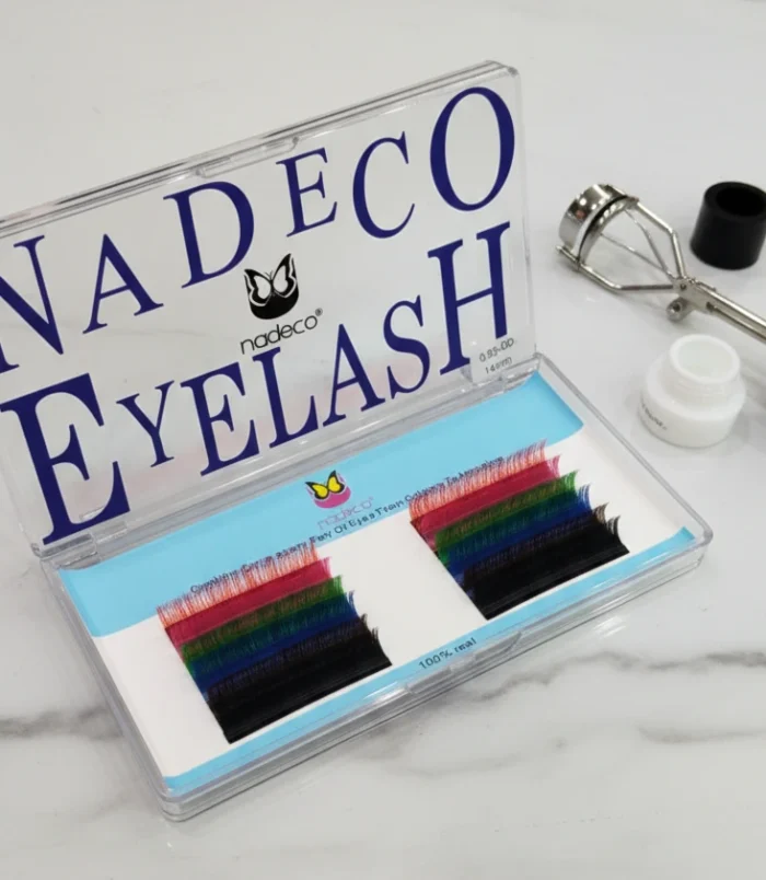 99.9% Human Hair Eye Lashes Extension Tray 0.05 14mm Multicolour