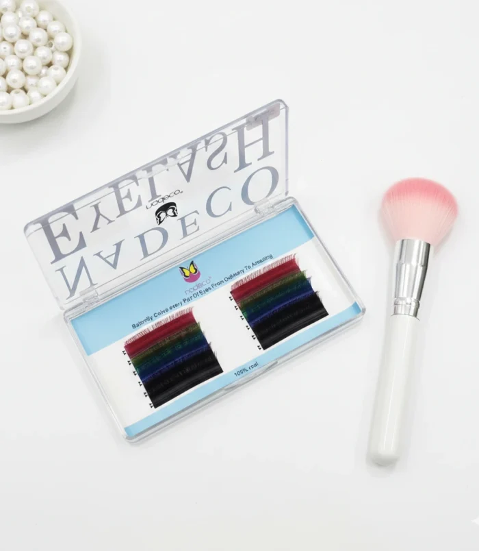 99.9% Human Hair Eye Lashes Extension Tray 0.05 14mm Multicolour