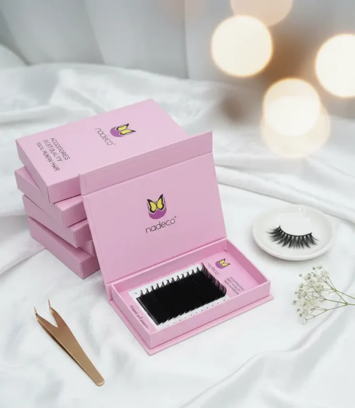 Nadeco Human Hair Eyelashes Extension 12 Row 12 mm PINK
