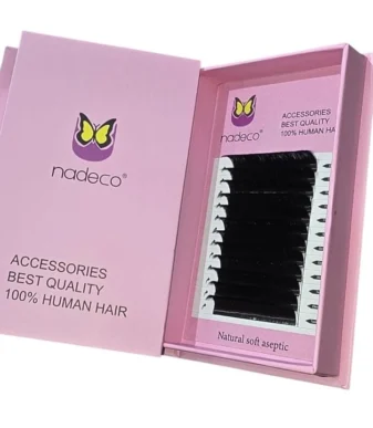 Nadeco Human Hair Eyelashes Extension 12 Row 14 mm PINK