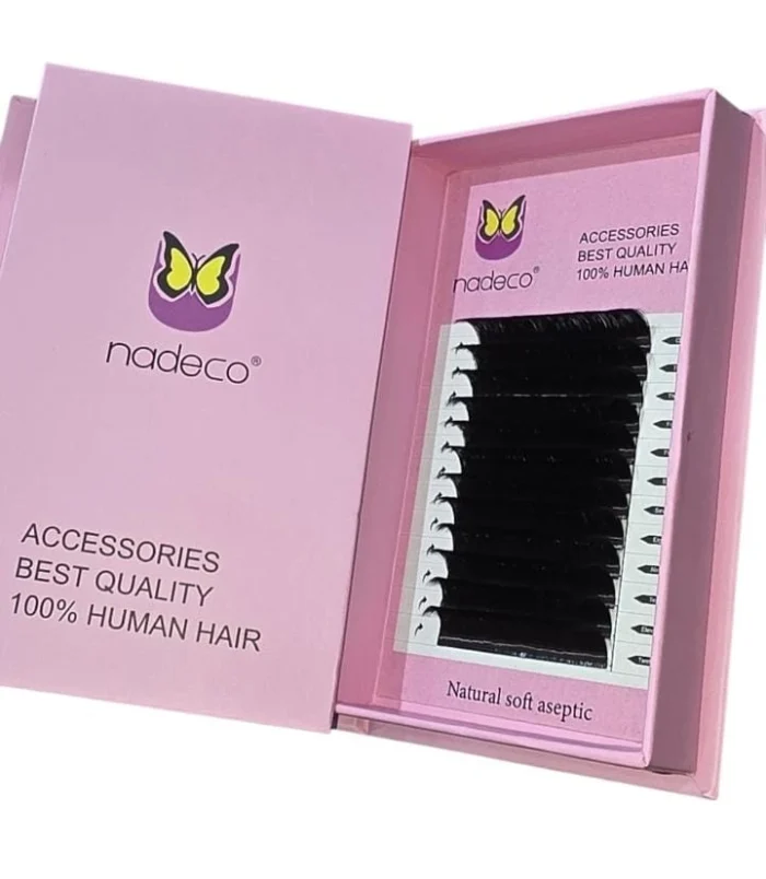 Nadeco Human Hair Eyelashes Extension 12 Row 14 mm PINK