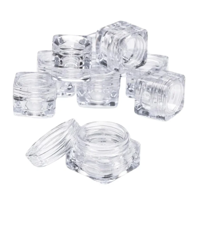 Nadeco Clear Square Empty Nail Art Storage Jars – Pack of 5 Nadeco Clear Square Empty Nail Art Storage Jars – Pack of 5