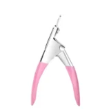Click to see full view nadeco Acrylic Nail Tip Cutter, Stainless Steel, Pink Handle, Manicure Tool for False Nails