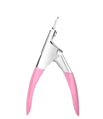 Click to see full view nadeco Acrylic Nail Tip Cutter, Stainless Steel, Pink Handle, Manicure Tool for False Nails