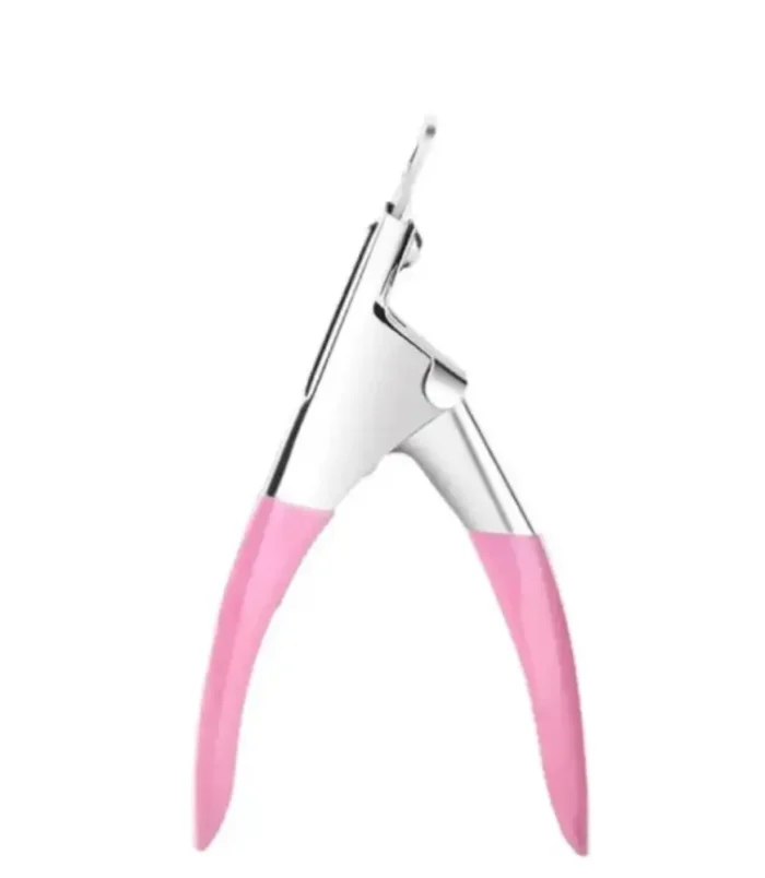 Click to see full view nadeco Acrylic Nail Tip Cutter, Stainless Steel, Pink Handle, Manicure Tool for False Nails