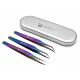 Nadeco 3 Pcs Precision Tweezers Set with Metal Case