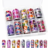 NADECO Floral Nail Art Transfer Foil Set – 10 Assorted Designs -1