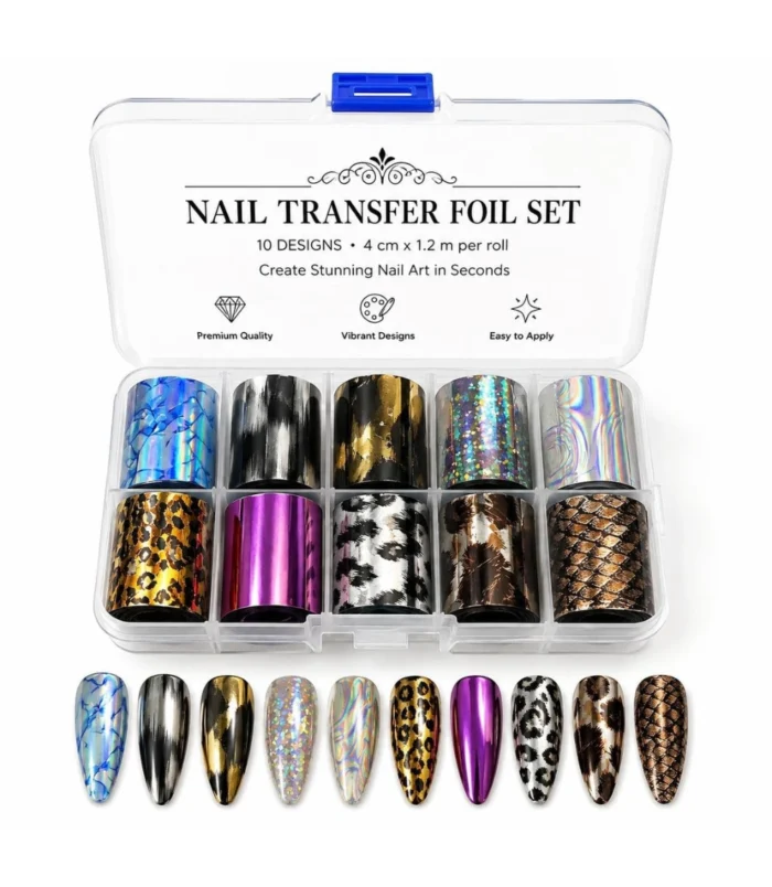 NADECO Nail Transfer Foil Set – 10 Pieces -1