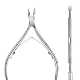 nadeco Stainless Steel Cuticle Nipper and Pusher Set, Professional Nail Cutter with Double-Ended Cuticle Remover Tool
