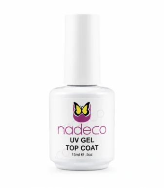 NADECO UV Gel Top Coat 15ml – No Wipe High Shine Gel Top Coat for Gel Nail Polish, Long Lasting Glossy Finish, UV/LED Cure Nail Art Sealant