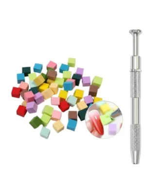 Nail Ombre Sponge Cubes with Dual-Ended Grabbing Pen – 100 Pcs -1