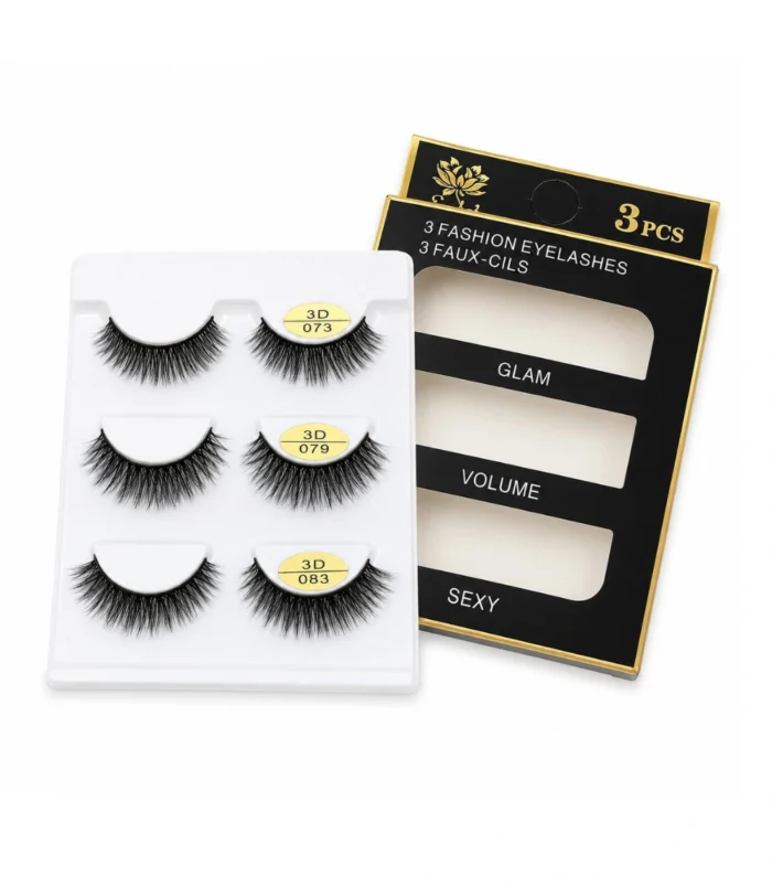 3D Faux Mink False Eyelashes – 3 Pairs, 3 Styles -1