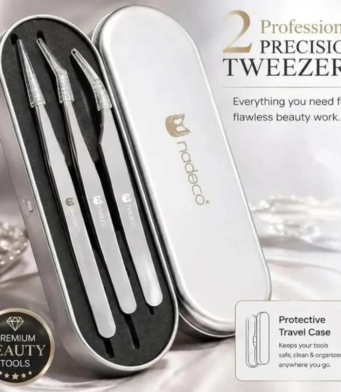 Nadeco Stainless Steel Precision Tweezers for Eyelash Extensions