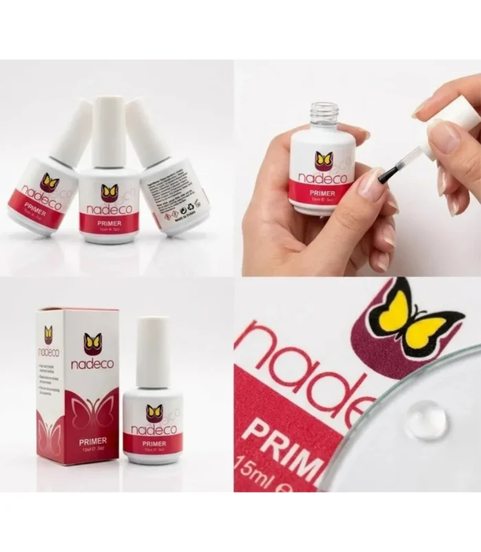 Nadeco Nail Primer, Acid-Free Gel Formula, High Shine Glossy Finish, No Wipe, 15ml, for Gel Polish & Acrylic Nails