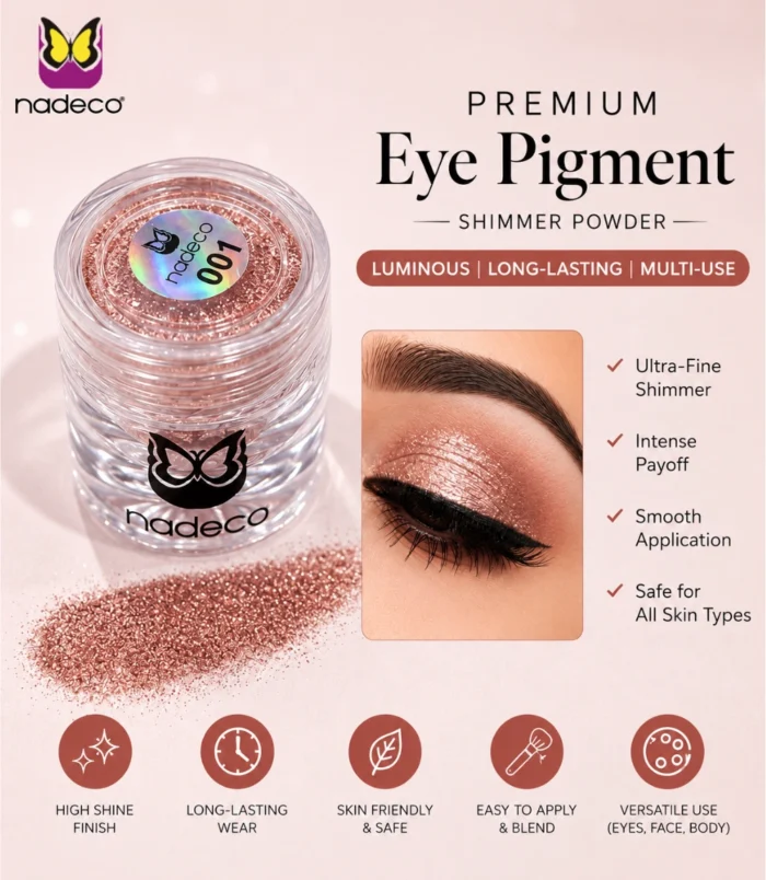 Nadeco 001 Premium Loose Eye Pigment Powder – Rose Gold Shimmer - 2