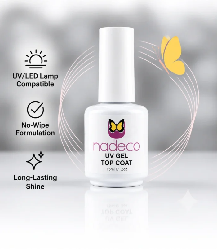 NADECO UV Gel Top Coat 15ml – No Wipe High Shine Gel Top Coat for Gel Nail Polish, Long Lasting Glossy Finish, UV/LED Cure Nail Art Sealant - 2 NADECO UV Gel Top Coat 15ml – No Wipe High Shine Gel Top Coat for Gel Nail Polish, Long Lasting Glossy Finish, UV/LED Cure Nail Art Sealant - 2
