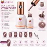 nadeco Soak-Off Gel Polish, Silk Cat Eye UV Formula, Color 001, 15ml_AR1005#4 (Dusty Mauve Cat Eye)