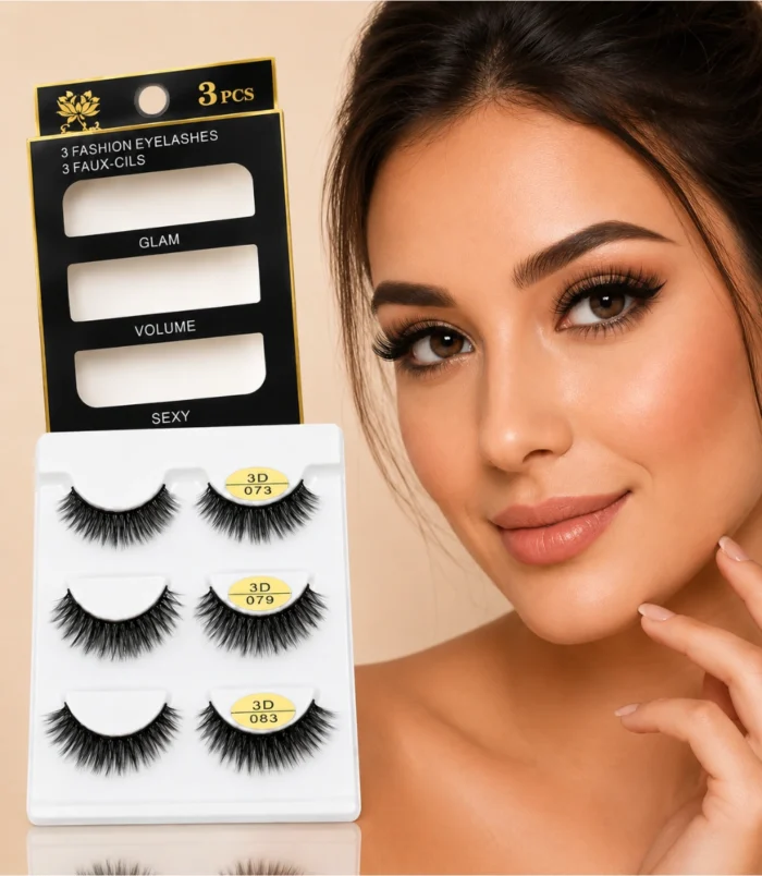 3D Faux Mink False Eyelashes – 3 Pairs, 3 Styles -2