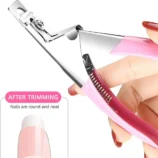 Click to see full view nadeco Acrylic Nail Tip Cutter, Stainless Steel, Pink Handle, Manicure Tool for False Nails