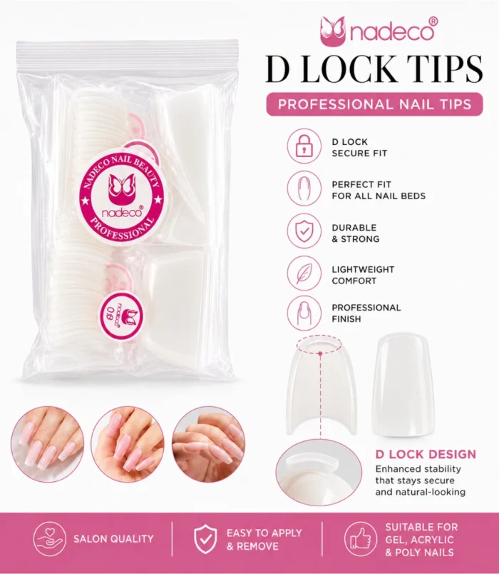 Nadeco D Lock Full Cover Nail Tips – 500 Pcs - 3 Nadeco D Lock Full Cover Nail Tips – 500 Pcs - 3
