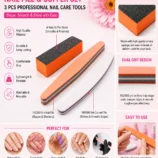 Nadeco Professional 3 Pcs Nail Buffer & Nail File Set - 3