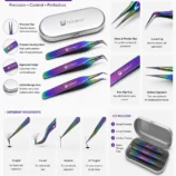 Nadeco 3 Pcs Precision Tweezers Set with Metal Case - 3