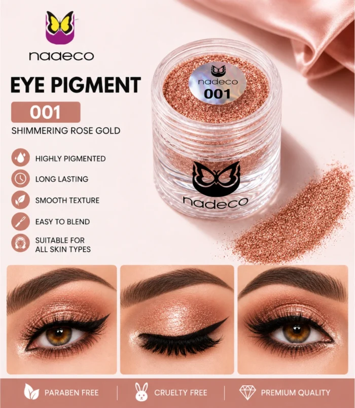 Nadeco 001 Premium Loose Eye Pigment Powder – Rose Gold Shimmer - 3