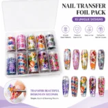 NADECO Floral Nail Art Transfer Foil Set – 10 Assorted Designs -3