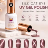 nadeco Soak-Off Gel Polish, Silk Cat Eye UV Formula, Color 001, 15ml_AR1005#4 (Dusty Mauve Cat Eye)