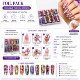 NADECO Floral Nail Art Transfer Foil Set – 10 Assorted Designs -4