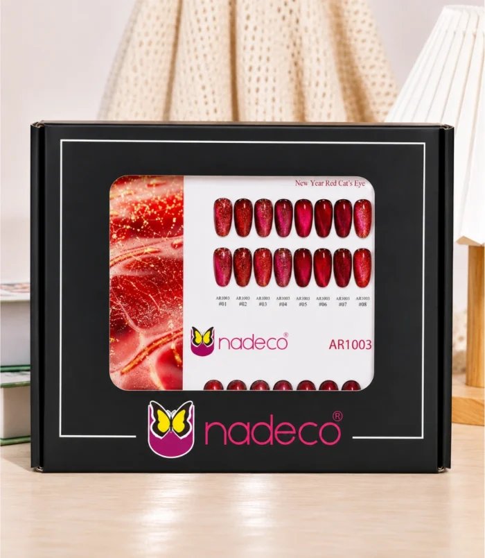 Nadeco New Year Red Cat's Eye Soak-Off Gel Polish Set – 8 Shades - 4