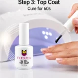 NADECO UV Gel Top Coat 15ml – No Wipe High Shine Gel Top Coat for Gel Nail Polish, Long Lasting Glossy Finish, UV/LED Cure Nail Art Sealant - 5