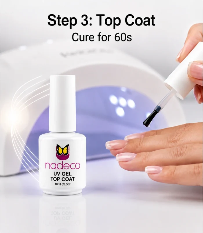 NADECO UV Gel Top Coat 15ml – No Wipe High Shine Gel Top Coat for Gel Nail Polish, Long Lasting Glossy Finish, UV/LED Cure Nail Art Sealant - 5 NADECO UV Gel Top Coat 15ml – No Wipe High Shine Gel Top Coat for Gel Nail Polish, Long Lasting Glossy Finish, UV/LED Cure Nail Art Sealant - 5