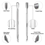 nadeco Stainless Steel Cuticle Nipper and Pusher Set, Professional Nail Cutter with Double-Ended Cuticle Remover Tool
