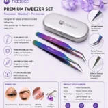 Nadeco 3 Pcs Precision Tweezers Set with Metal Case - 5