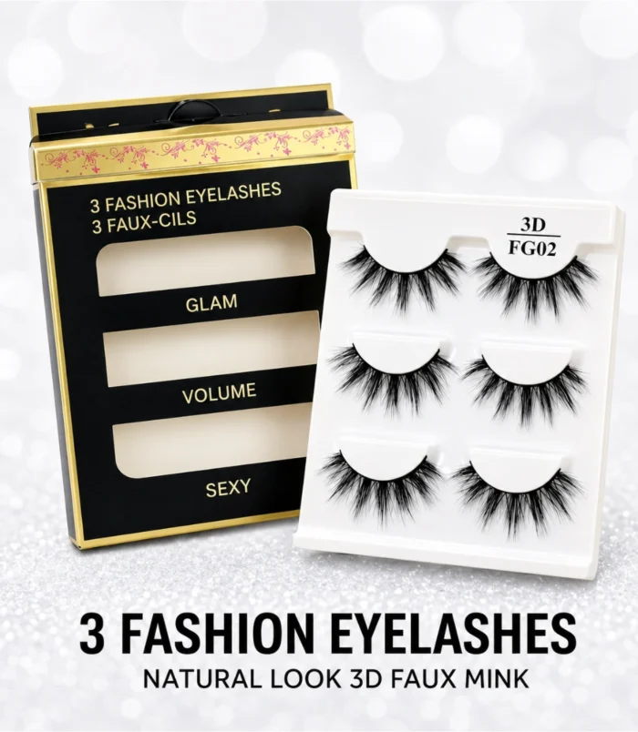 3D Faux Mink False Eyelashes – 3 Pairs, 3 Styles -5