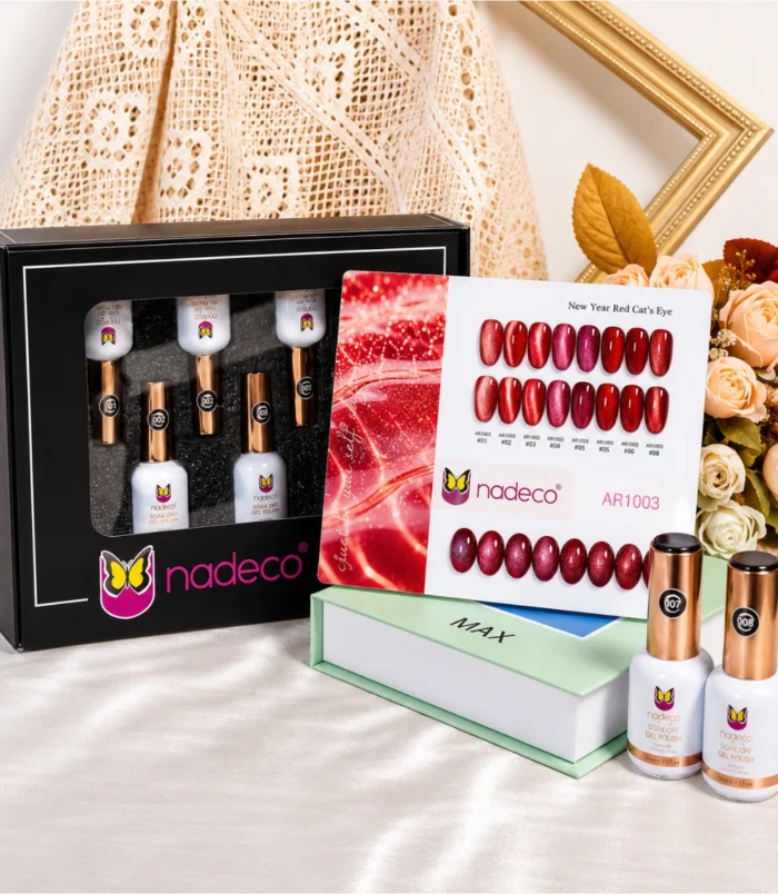 Nadeco New Year Red Cat's Eye Soak-Off Gel Polish Set – 8 Shades - 5