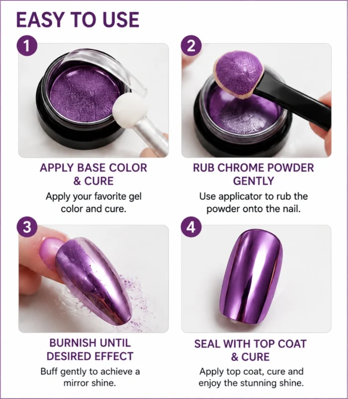 Nadeco Chrome Nail Powder Set – 12 Colors - 6 Nadeco Chrome Nail Powder Set – 12 Colors - 6