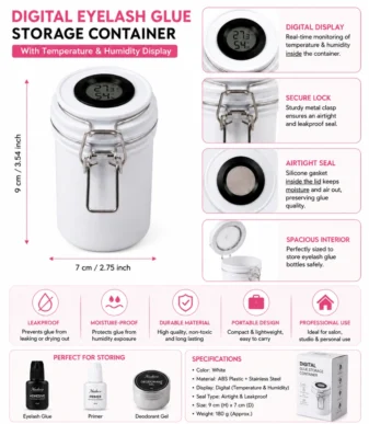 Nadeco Vacuum Sealed Eyelash Glue Storage Container – White - 7