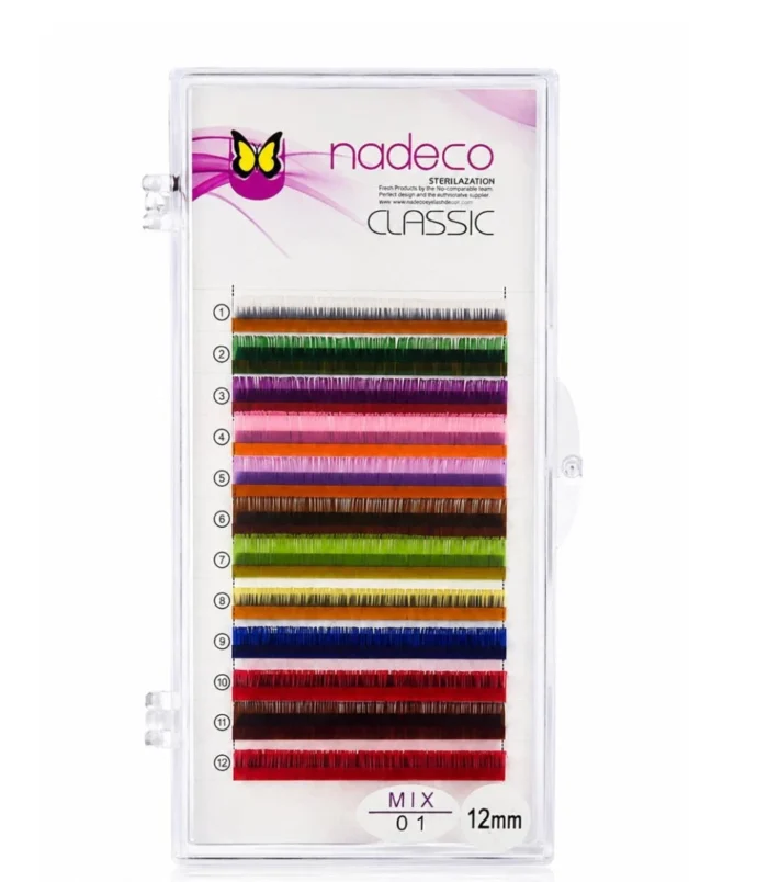 Nadeco Classic Multicolour Mix Eyelash Extension Tray 12mm Nadeco Classic Multicolour Mix Eyelash Extension Tray 12mm