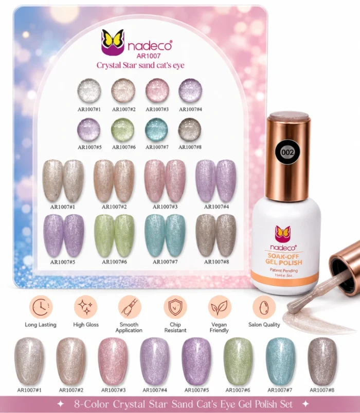NADECO Crystal Star Sand Cat Eye Gel Nail Polish – Shade 002 -5