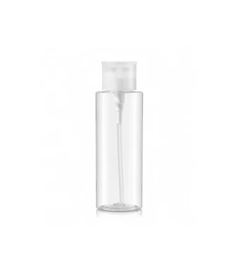 Nadeco Plastic Push Down Empty Lockable Pump Dispenser Bottle for Nail Polish and Makeup Remover, 150ML – Transparent Bottle -1
