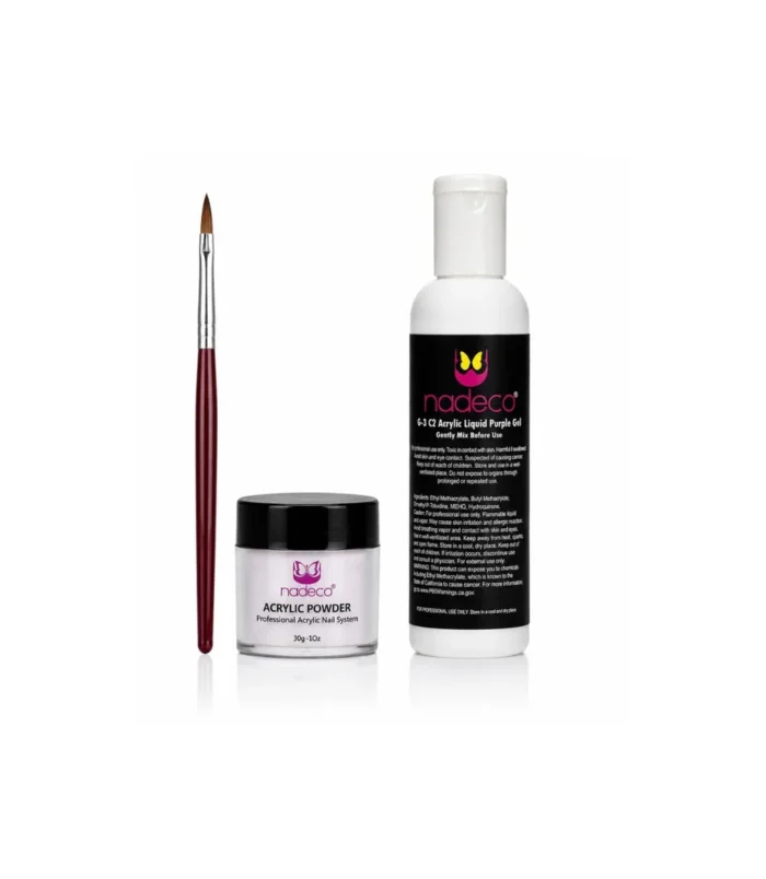 NADECO Nail Kit with Acrylic Powder, Acrylic Liquid Monomer & Nail Brush -1