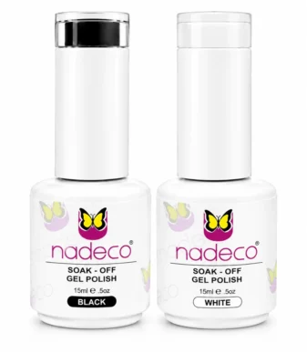 Nadeco Soak-Off Gel Polish – White & Black Combo -1