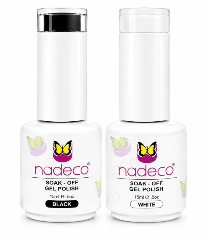 Nadeco Soak-Off Gel Polish – White & Black Combo -1 Nadeco Soak-Off Gel Polish – White & Black Combo -1