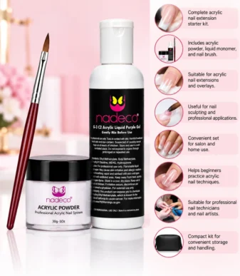 NADECO Nail Kit with Acrylic Powder, Acrylic Liquid Monomer & Nail Brush -3 NADECO Nail Kit with Acrylic Powder, Acrylic Liquid Monomer & Nail Brush -3
