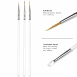 NADECO Professional Fine Detail Nail Art Liner Brush Set -3
