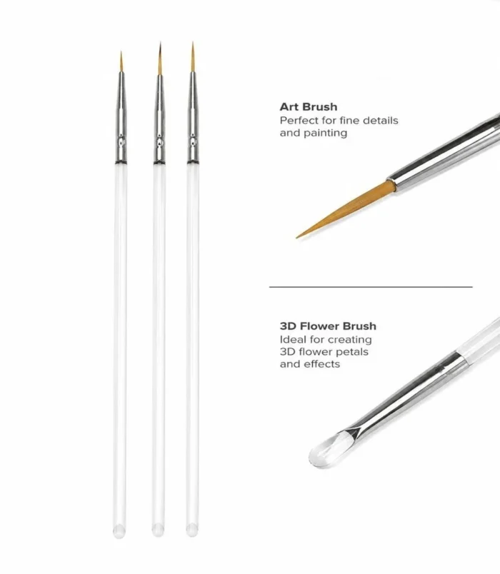 NADECO Professional Fine Detail Nail Art Liner Brush Set -3