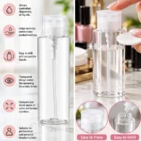 Nadeco Plastic Push Down Empty Lockable Pump Dispenser Bottle for Nail Polish and Makeup Remover, 150ML – Transparent Bottle -2